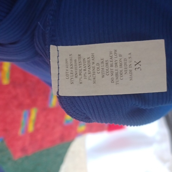 Discreet tank Dress, Blue, ribbed, belted, 3X NWT - Picture 8 of 8